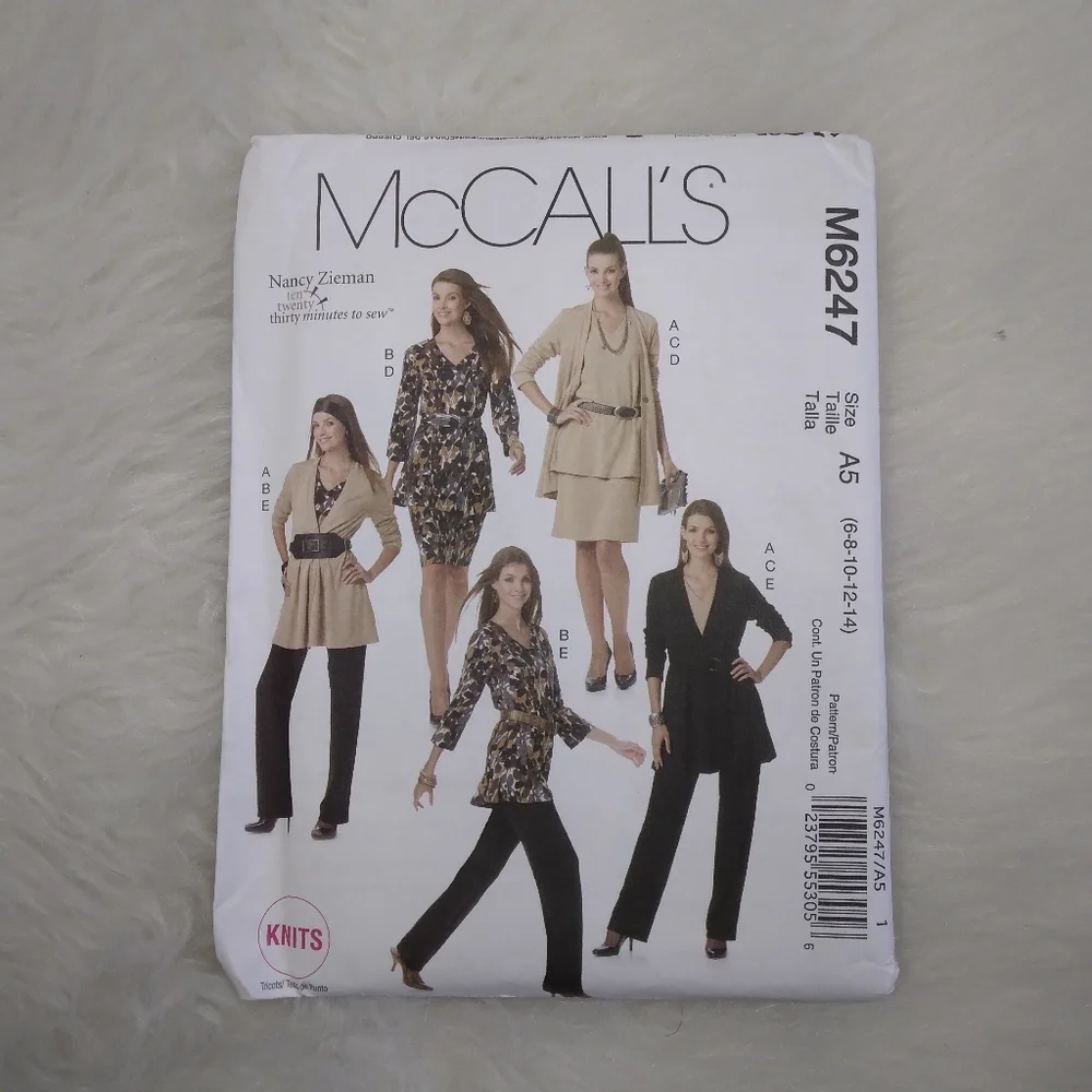 MCCALL'S M6247 Sz 6-14 Business Casual Capsule Wardrobe In Knits By Nancy Zieman